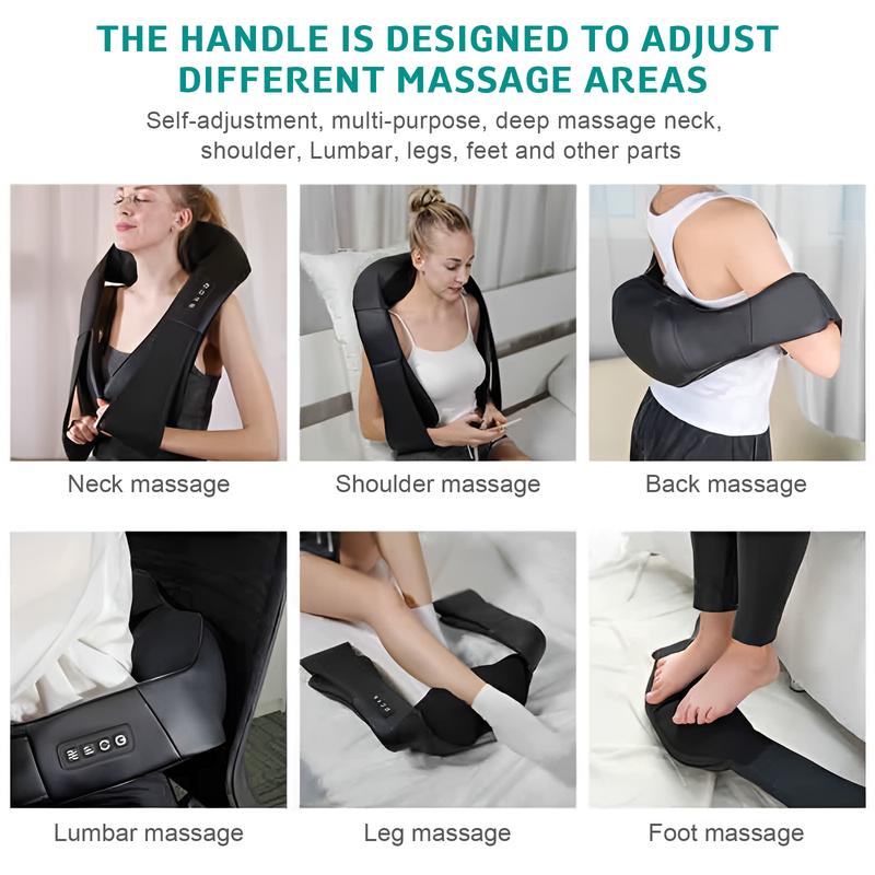 Shiatsu Neck and Back Massager Electric Deep Tissue 3D Kneading Massage Pillow for Neck Shoulder Leg Body Muscle Pain Relief Good for Office Home and Car Use Best Present for Parents (Black)