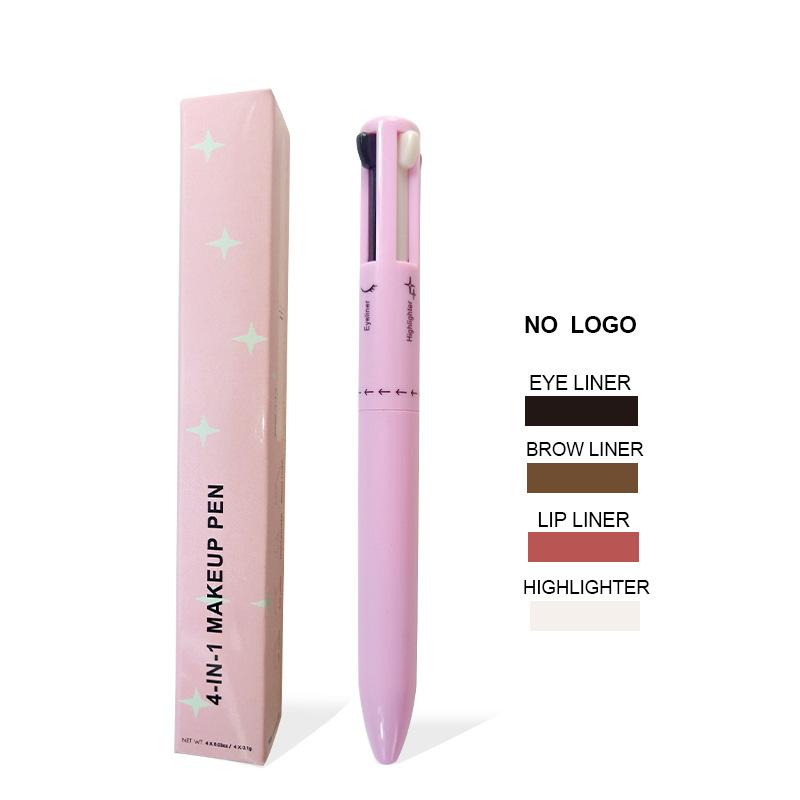 4 in 1 Makeup Pen Touch Up Makeup Pen Portable Makeup Set with Colored Eyeliner, Brow & Lip Liner & Highlighter Compact Brow Pencil