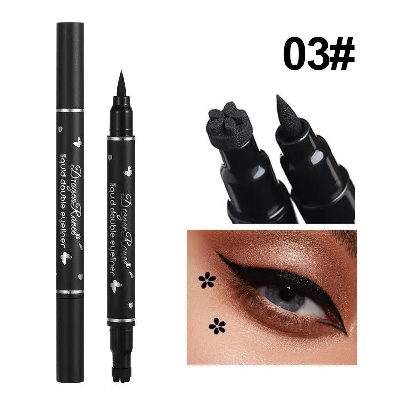 Double-ended Eyeliner Stamp Pen Set, 5pcs Waterproof Long Lasting Eyeliner Pencil, Quick Drying Eyeliner Pen with Precise Flexible Tip & Comfortable Grip, Professional Daily Makeup Products, Fall Gift