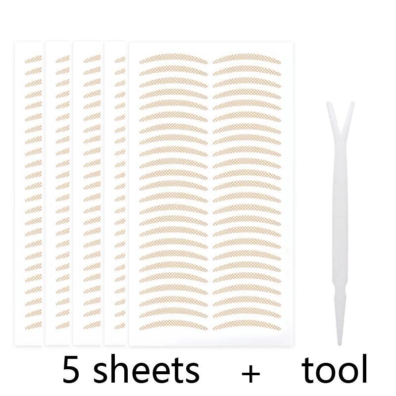 5 Sheets Natural Eyelid Tape, Breathable Eyelid Strip, Waterproof Invisible Eyelid Sticker with Y Shaped Tool