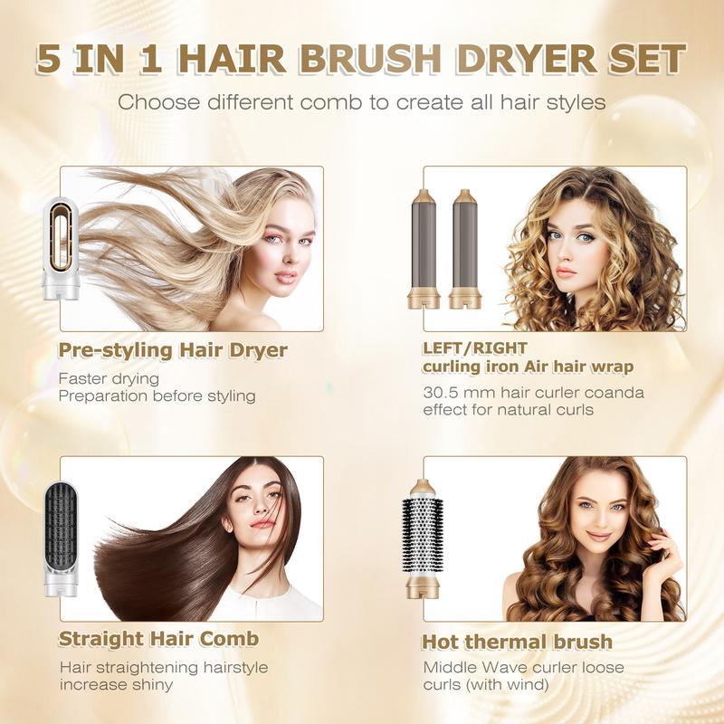 5 in 1 Professional Hair Dryer Styler with Negative Ionic Brush for Curling, Volumizing, Straightening, and Waves curling  iron hair  straightener