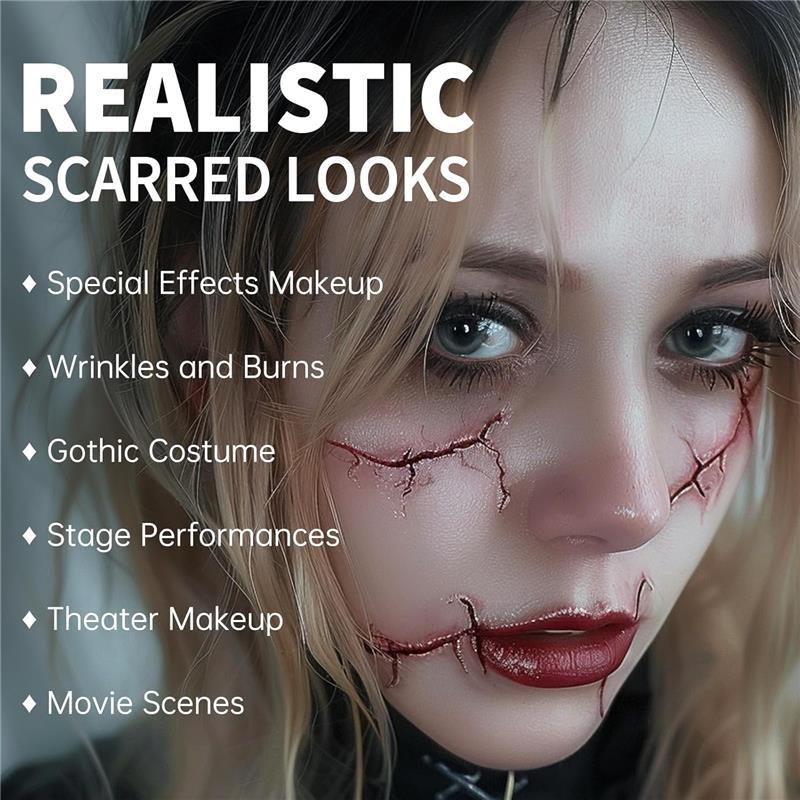 Rigid Collodion Scarring Liquid with Brush & Remover Makeup Set Professional For Special Effects Makeup Kit, Face Body Realistic SFX Scar Makeup for Halloween Costume Cosplay Film Stage, Halloween Makeup Kit, Halloween Body Makeup