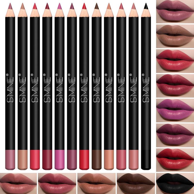 IS'MINE  Lip Liner Set - 12 Assorted Colors High Pigmented Natural Lip  Soft Pencils Longwear Smooth Ultra Fine (Color Set -1)