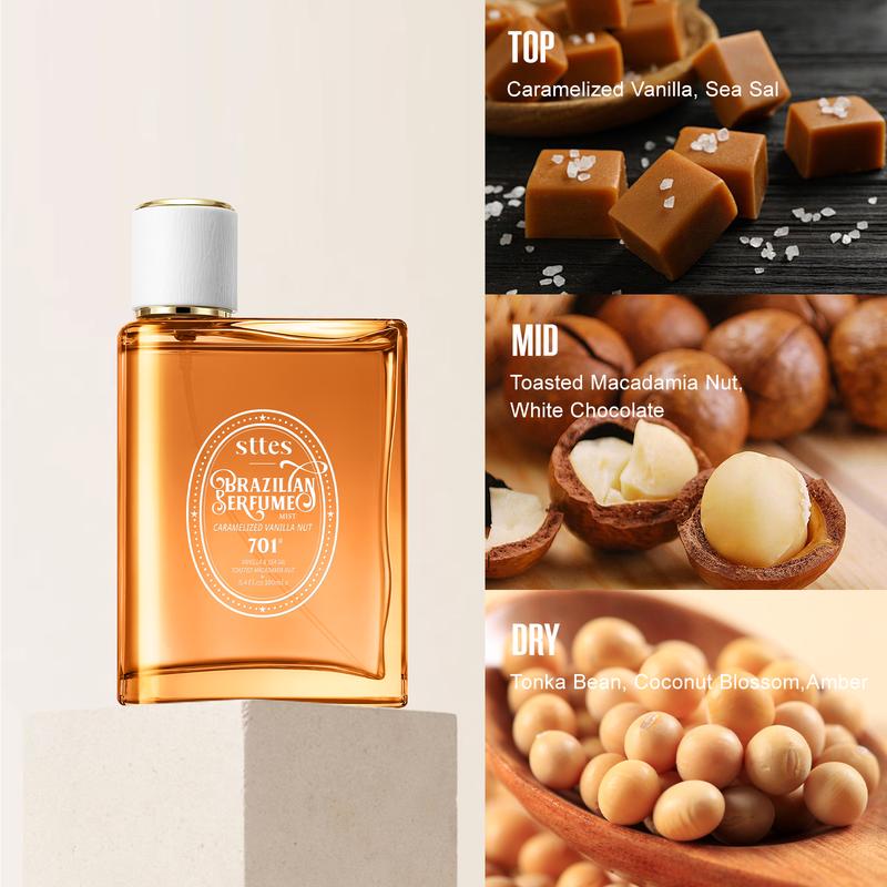 Sttes brazilian Perfume 701#（Caramel vanilla macadamia nut） - Eau De Perfume 100ml (3.4fl Oz)  amber gourmet tune (Caramel vanilla+roasted macadamia nuts)