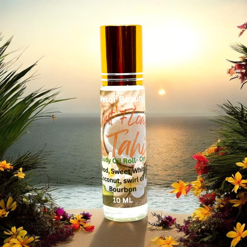 Coconut flowers in Tahiti Body oil roll-on, moisturizing, blend, 10 ML, Body Care, Scent naturally derived bodyoil natural