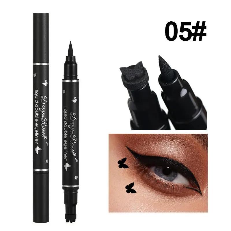 Double-ended Eyeliner Stamp Pen Set, 5pcs Waterproof Long Lasting Eyeliner Pencil, Quick Drying Eyeliner Pen with Precise Flexible Tip & Comfortable Grip, Professional Daily Makeup Products, Fall Gift