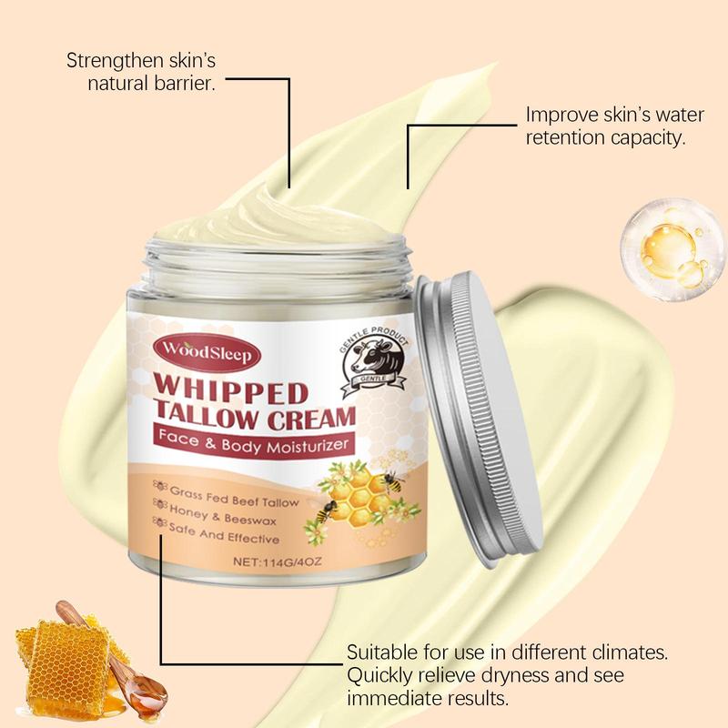 Beef Tallow & Honey Moisturizing Body Cream, Hydrating Body Cream, Body Care Product for Women & Men Daily Use