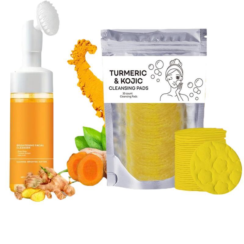 Turmeric Cleansing Mousse Turmeric Tablets 2-piece Set - Turmeric Exfoliating Pad Cleansing Skin Care Cleansing Moisturizing Comfortable Moisturize