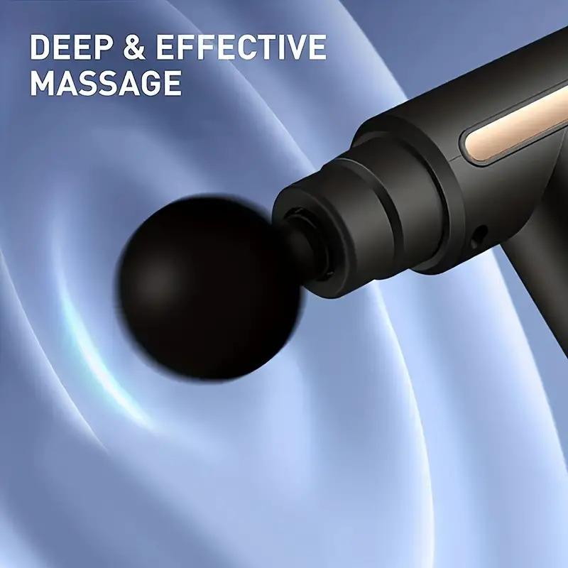 Black Portable Muscle Massage Gun, 6-Speed Adjustable, Deep Tissue Pain Relief, Full Body Relaxation for Stress Comfort