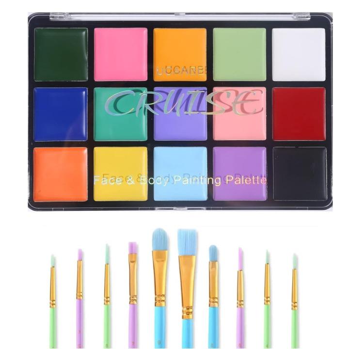 ucanbe Face & Body Paint & Makeup Remover Balm Set + 10 Colorful Artist Brushes