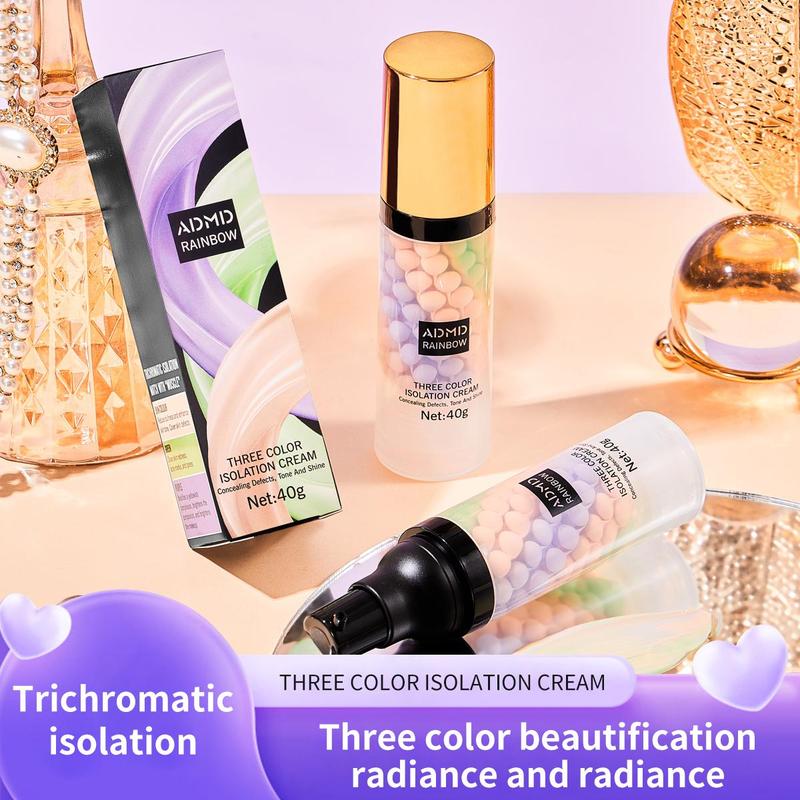 1 Count 40g Three Color in One Concealer Foundation, Long Lasting Moisturizing Foundation Makeup Cream, Lightweight Concealer Primer