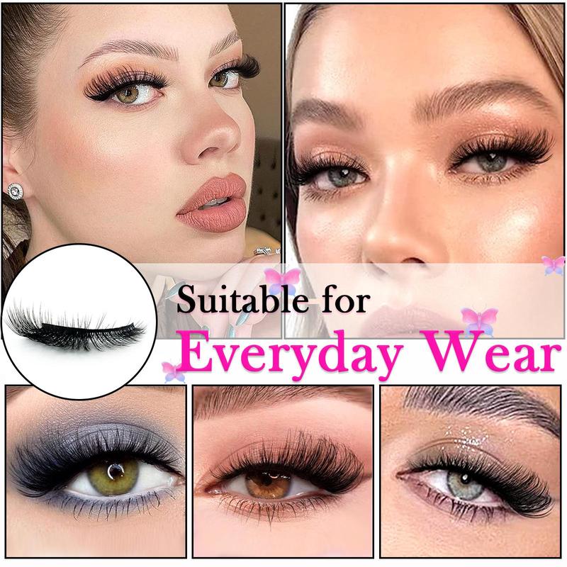 Cat Eye False Eyelashes, 5 Pairs Natural Fluffy False Eyelashes, Wispy Cat Eye Faux Cluster Lash Extensions, Lightweight Eyelash Extensions, Eye Cosmetic for Women & Girls Music Festival Makeup