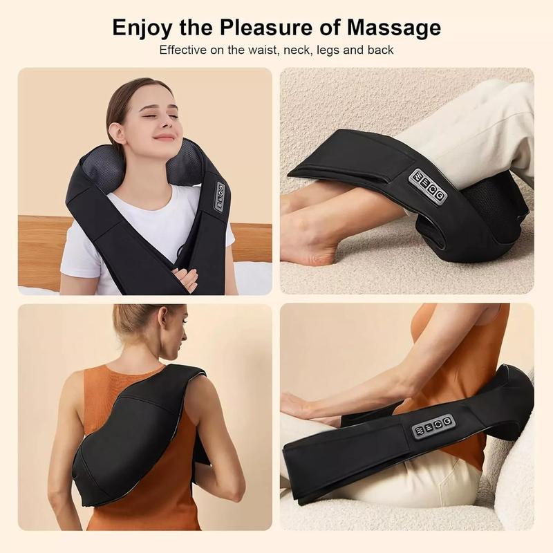 Rechargeable 3D Neck and Shoulder Massager, Electric Shiatsu Massager,  Deep Tissue Neck Massage Pillow for Neck, Shoulder, Foot, Leg Massage, for mom dad,Thanksgiving, Christmas, New Year Gift