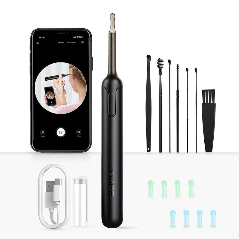 Smart Visual Ear Cleaner, 1 Box Wireless Intelligent Visual Ear Picker with Replacement Heads, HD Otoscope with 6 LED Lights, Ear Cleaner for iOS & Android