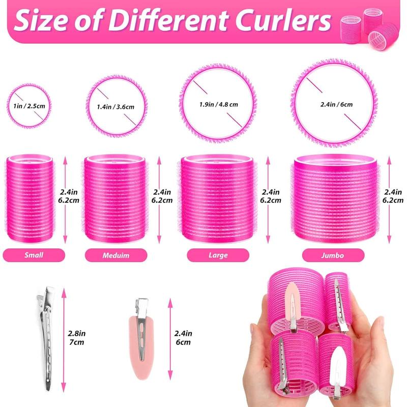 Hair Rollers 48 Pcs Set, 24Pcs Hair Rollers 4 Sizes and 24 Pcs Hair Clips for Long Medium Short Hair