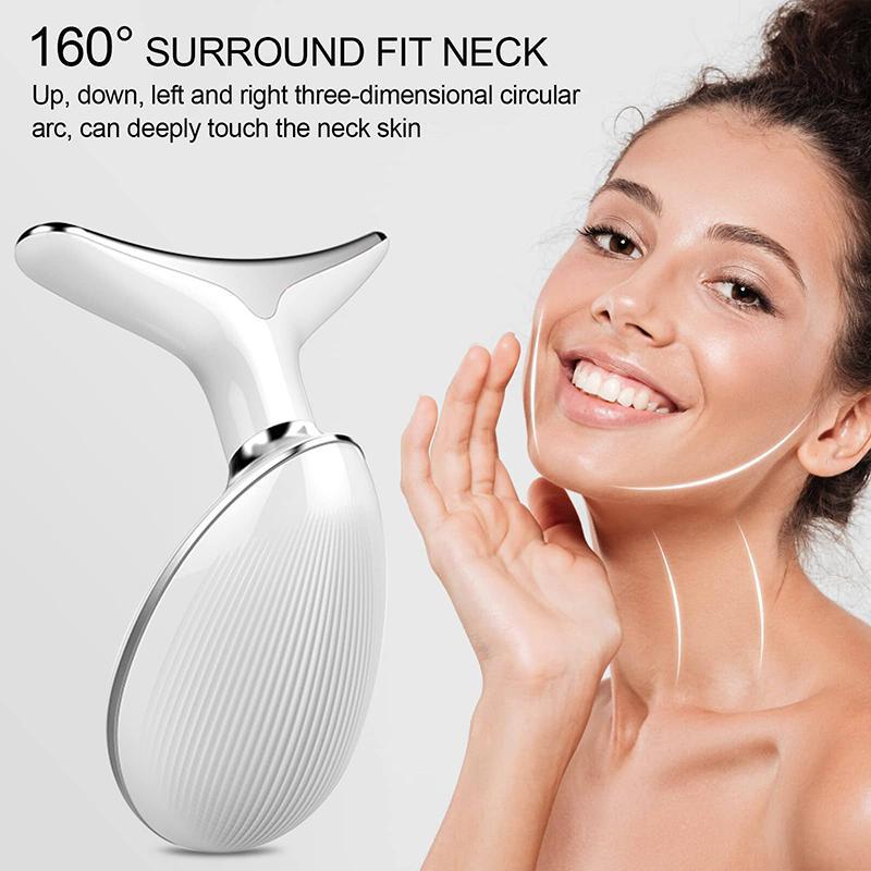 Portable LED Light Facial Massager, 7 Color LED Light Lifting and Firming Facial & Neck Massager, Professional Facial Beauty Instrument for Women