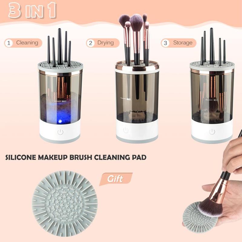 Electric Makeup Brush Cleaner for Foundation Brushes, 1 Set Smart Automatic Makeup Brushes Cleansing Machine with Brush Clean Mat, Automatic Makeup Brush Cleaning Machine, Makeup Products, Gift for Girlfriend, Christmas Gift