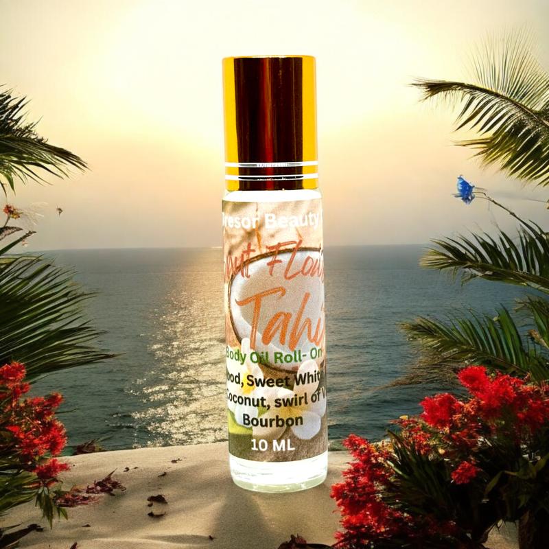 Coconut flowers in Tahiti Body oil roll-on, moisturizing, blend, 10 ML, Body Care, Scent naturally derived bodyoil natural