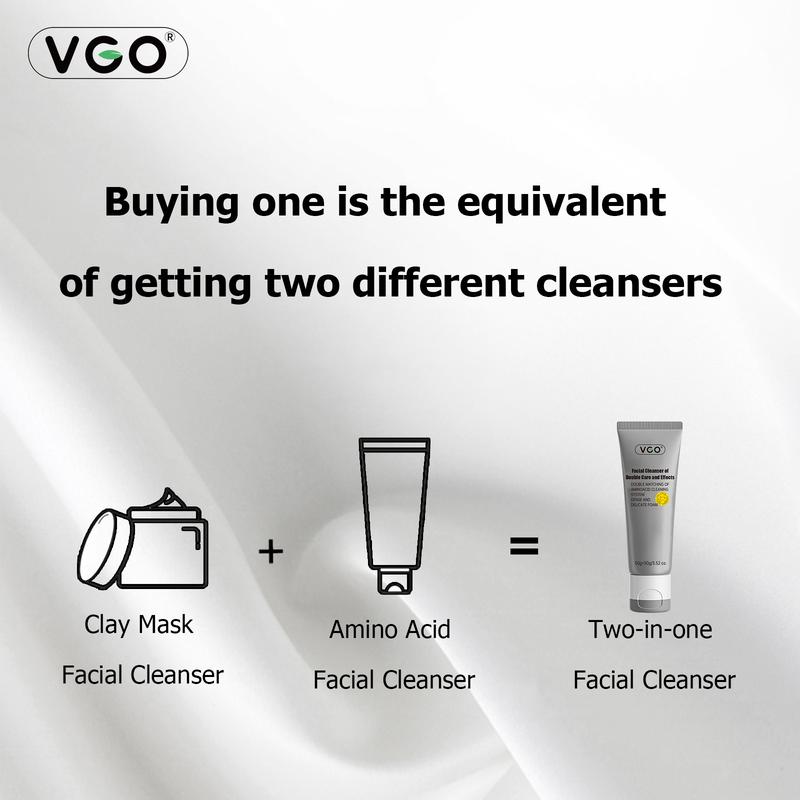 VGO-Facial Cleanser of Double Care and Effets, Gentle Face Wash  and Deep Cleansing Skin Care Product for All Skin Type, 100g