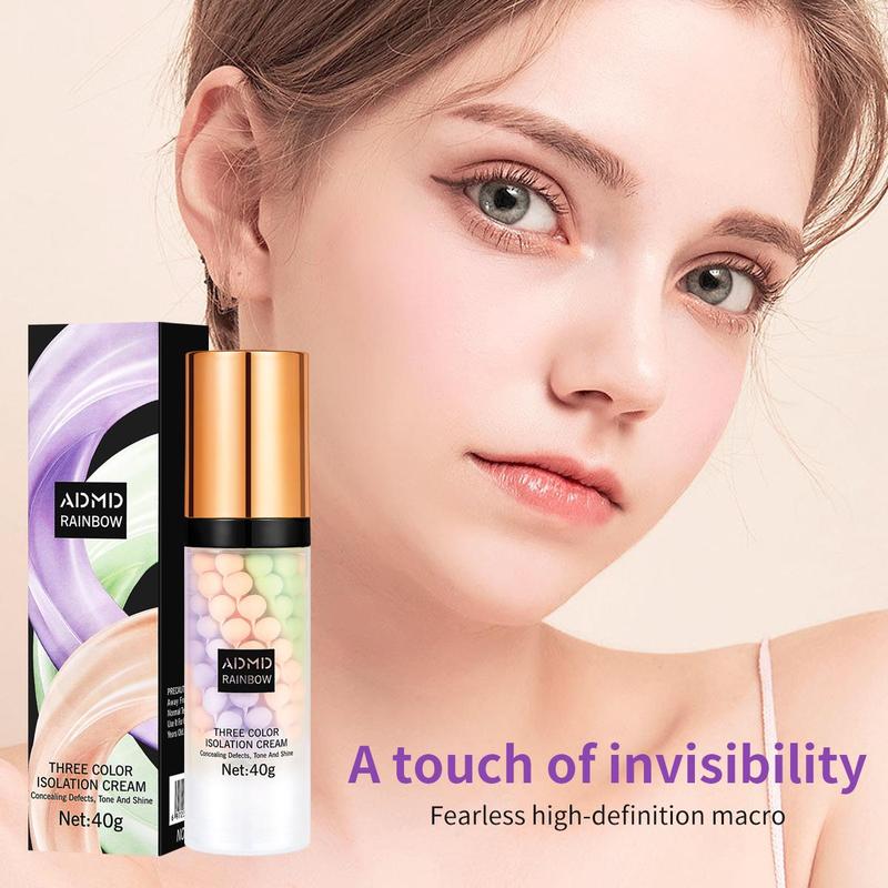 1 Count 40g Three Color in One Concealer Foundation, Long Lasting Moisturizing Foundation Makeup Cream, Lightweight Concealer Primer