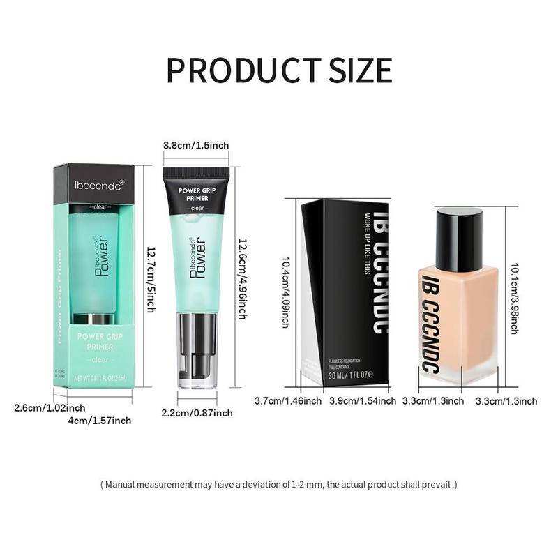 Face Make-up Set, 2 Counts set Moisturizing Foundation & Long-lasting Natural Look Cosmetic Primer Moisturizer, Hydrating Facial Makeup Product,  Full Face Of Makeup Kit