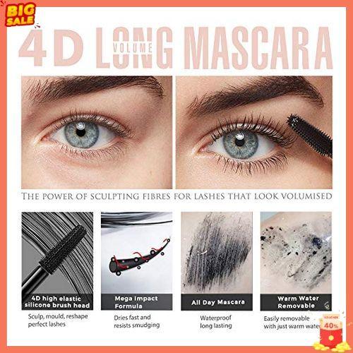 4D Silk Fiber Lash Mascara, Waterproof Long Lasting Mascara Black Volume and Length Natural, Exquisitely Full, Lengthening Thickening Softer Fuller Lashes Amplify Smudge-Proof Eyelash Mascara,1 Pack