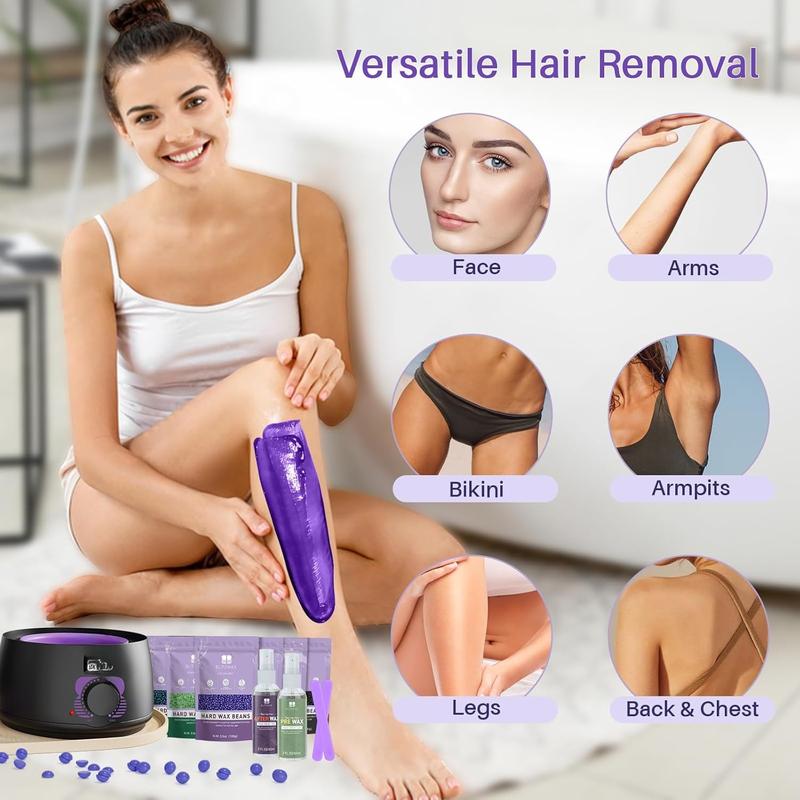 Wax Hair Removal Kit for Women Men Waxing Warmer for  , Brazilian, Facial,  and Eyebrow Digital Wax Machine with 6 Wax Beads for Home Salon Beginners