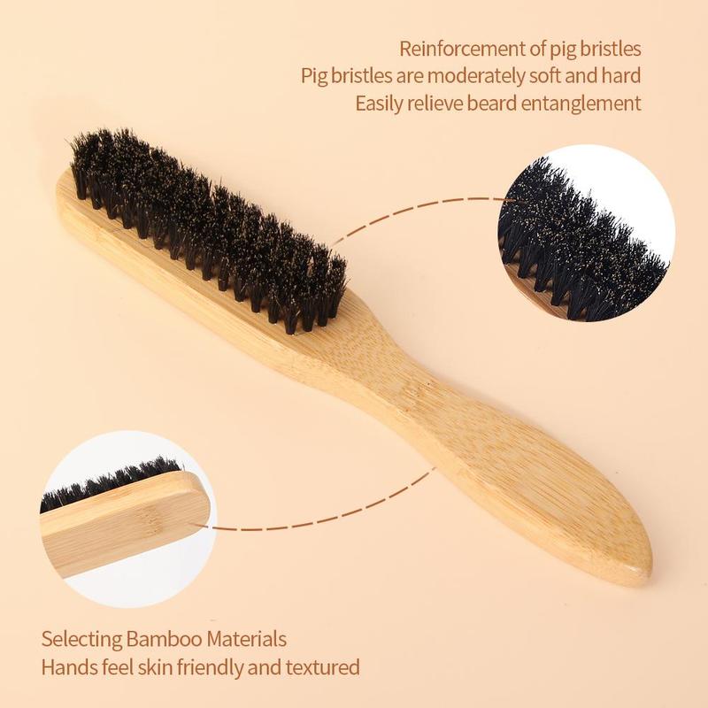 Bamboo Handle Hair Brush & Comb Set, 2 Counts set Wet & Dry Hair Styling Tool, Hairdressing Comb for Men & Women