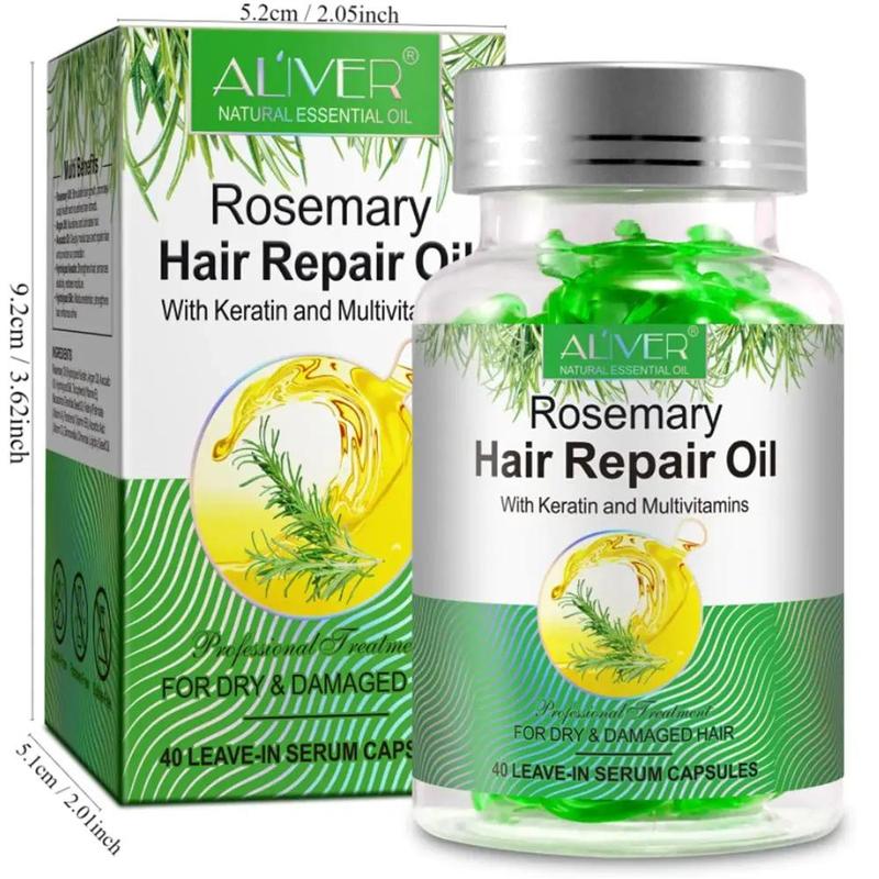 Rosemary Hair Oil, 1 Box Moisturizing & Smoothing Hair Care Capsules, Hair Care & Styling Product for Women & Men, Suitable for All Hair Types