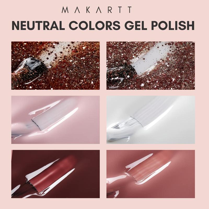 Makartt Gel Nail Polish Kit - 6 Colors Nude Beauty Gift Set Nail Art Nail Care