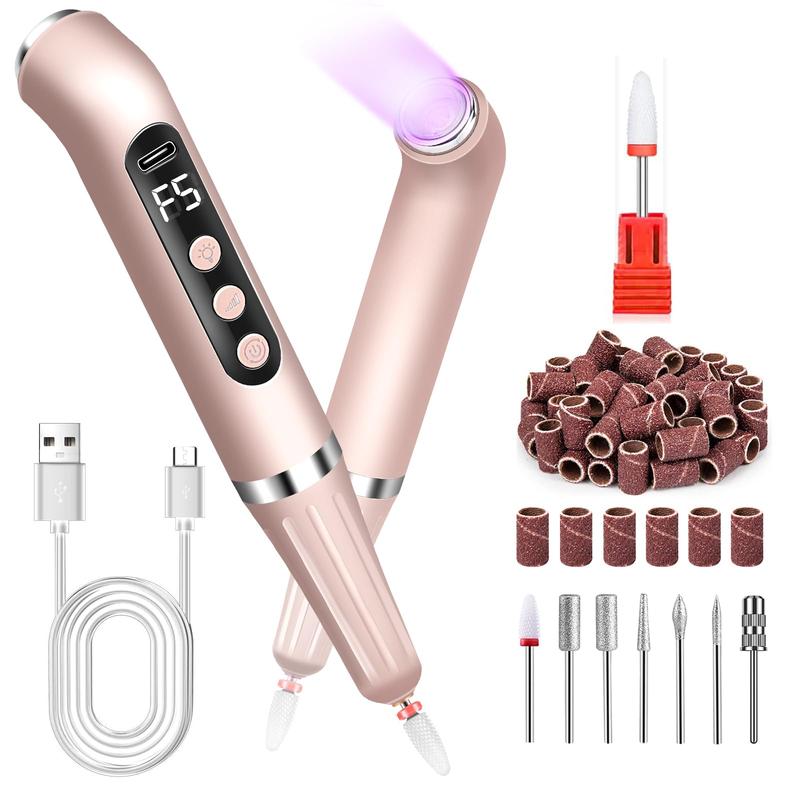 Cordless Nail Drill UV Nail Lamp 2 in 1 E Filer for Nails, Nail Drill Electric Nail File with Small UV Light for Gel Nails Kit for Acrylic Gel Nails Polishing Curing Manicure Pedicure