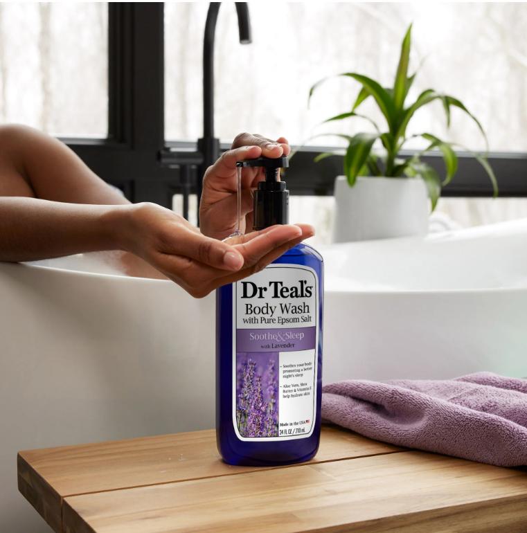 Dr Teal’s Body Wash with Pure Epsom Salt, Soothe & Sleep with Lavender, 24 fl oz