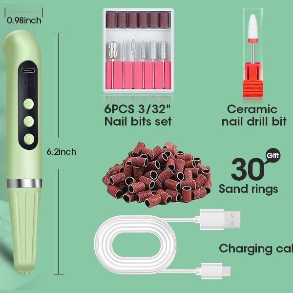 Cordless Nail Drill UV Nail Lamp 2 in 1 E Filer for Nails, Nail Drill Electric Nail File with Small UV Light for Gel Nails Kit for Acrylic Gel Nails Polishing Curing Manicure Pedicure