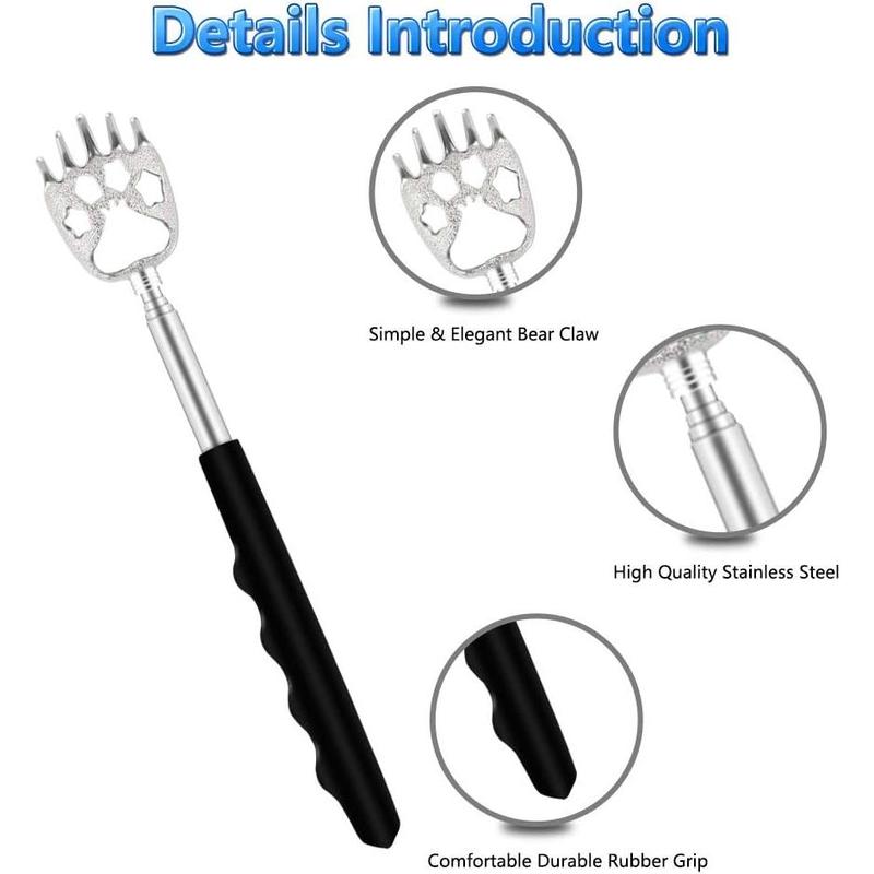 6 count Telescoping Back Scratcher - Bear Claw Back Scratchers - Portable Extendable Backscratcher with Rubber Handles in Black, Blue, Green, Purple, Red, Pink Color