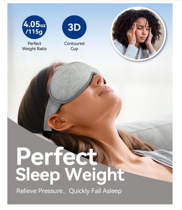 Weighted Eye Mask for Sleeping - Blackout Sleep Mask for Women Men