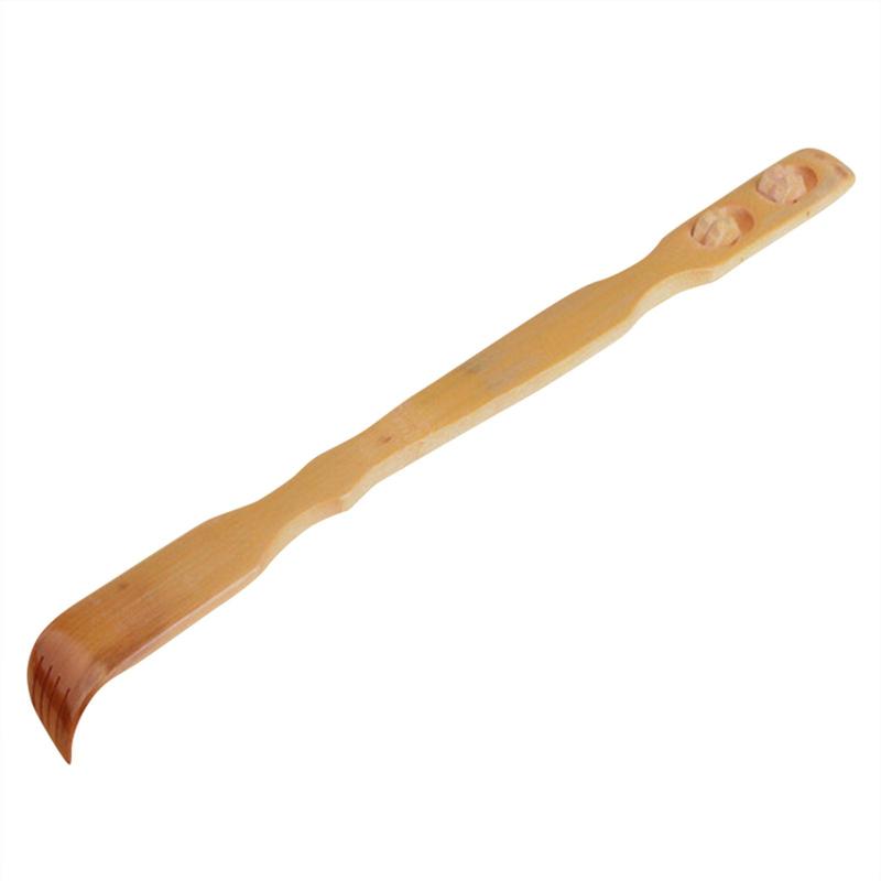 Bamboo Double Ball Rolling Massage Stick, Scratching Tool, Scratching Rake for Neck & Back