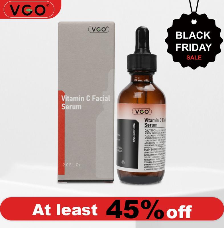 VGO Vitamin C Facial Serum + Snail Mucin 92% Moisturizer + Double Barrel Cleanser Gentle Organic Facial Serum Moisturizing