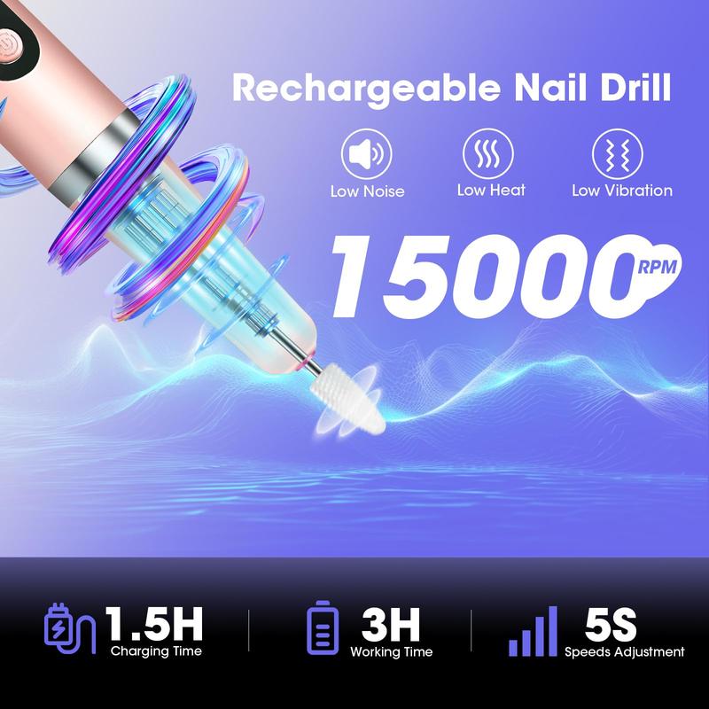 Cordless Nail Drill UV Nail Lamp 2 in 1 E Filer for Nails, Nail Drill Electric Nail File with Small UV Light for Gel Nails Kit for Acrylic Gel Nails Polishing Curing Manicure Pedicure